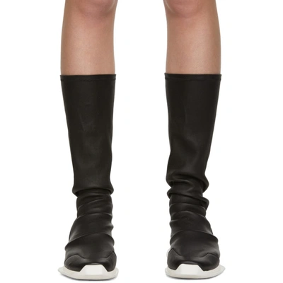 Shop Rick Owens Black Oblique Runner Sock Boots