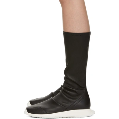 Shop Rick Owens Black Oblique Runner Sock Boots