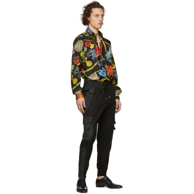 Shop Versace Multicolor Floral Silk Shirt In A72w Black