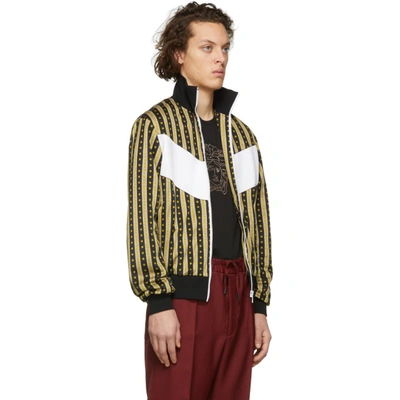 Shop Versace Black And Gold Neoclassical Track Jacket In A732 Bk/gol