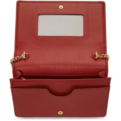 Shop Gucci Red Mini Gg Marmont Chain Bag In 6433 Hibisc
