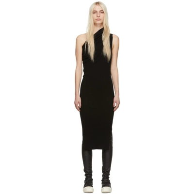 Shop Rick Owens Black One-shoulder Dress In 09 Black