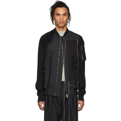 Shop Rick Owens Black Combo Flight Bomber Jacket In 0908blkprl