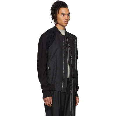 Shop Rick Owens Black Combo Flight Bomber Jacket In 0908blkprl