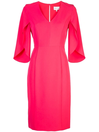 Shop Milly V-neck Fitted Dress - Pink