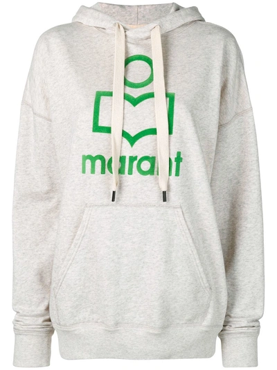 Shop Isabel Marant Étoile Oversized Logo Hoodie - Neutrals