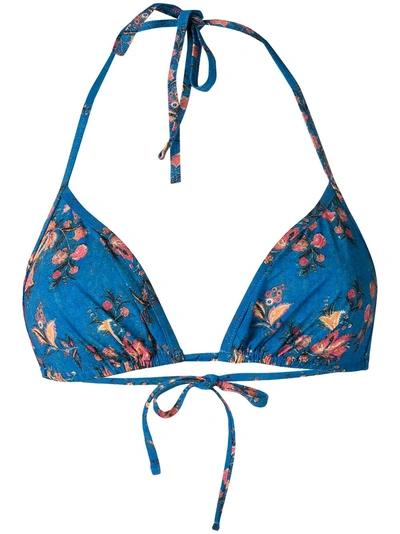 Shop Isabel Marant Floral Print Bikini Top - Blue