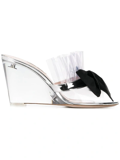 Shop Miu Miu Clear Bow Mules - White