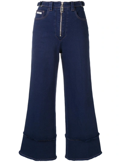 Shop Miu Miu Cropped Flared Jeans - Blue