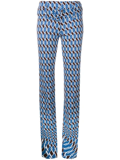 Shop Prada Geometric Printed Trousers - Blue