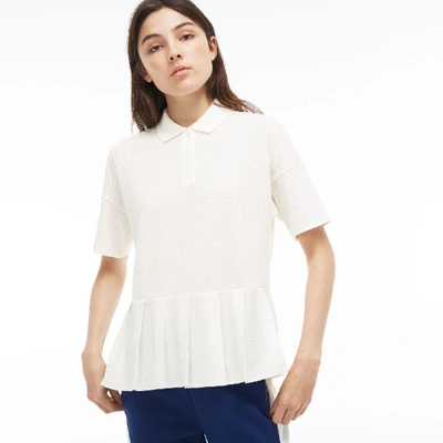 Shop Lacoste Women's Pleated Thick Cotton Piqué Polo In White