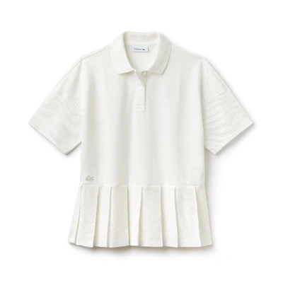 Shop Lacoste Women's Pleated Thick Cotton Piqué Polo In White