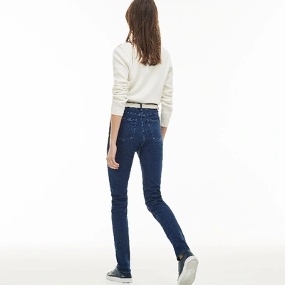 Shop Lacoste Women's Slim Fit High-waisted Stretch Cotton Denim Jeans In Blue Chine