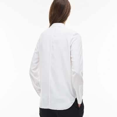 Shop Lacoste Women's Regular Fit Cotton Twill Shirt In White