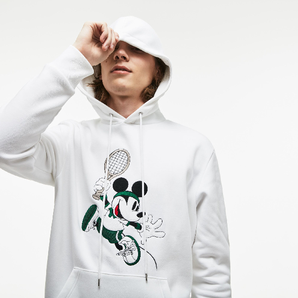 lacoste mickey mouse hoodie white