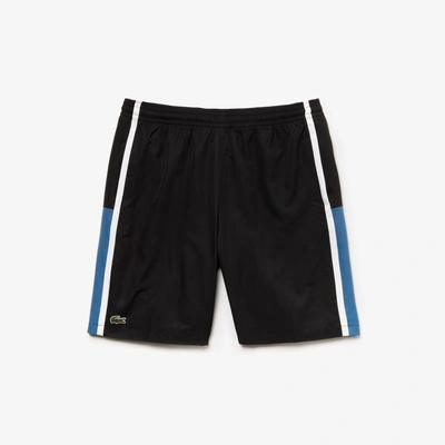 Shop Lacoste Men's Sport Taffeta Tennis Shorts In Black / Blue / White