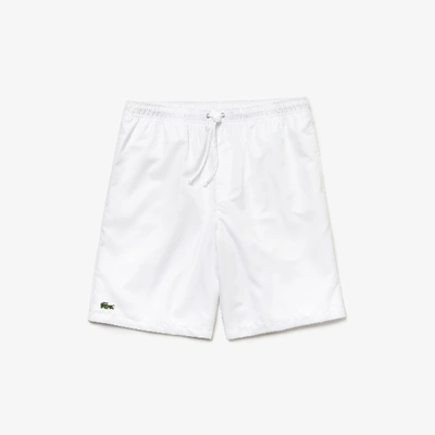 Shop Lacoste Lightweight Diamond Taffeta Tennis Shorts - M - 4 In White