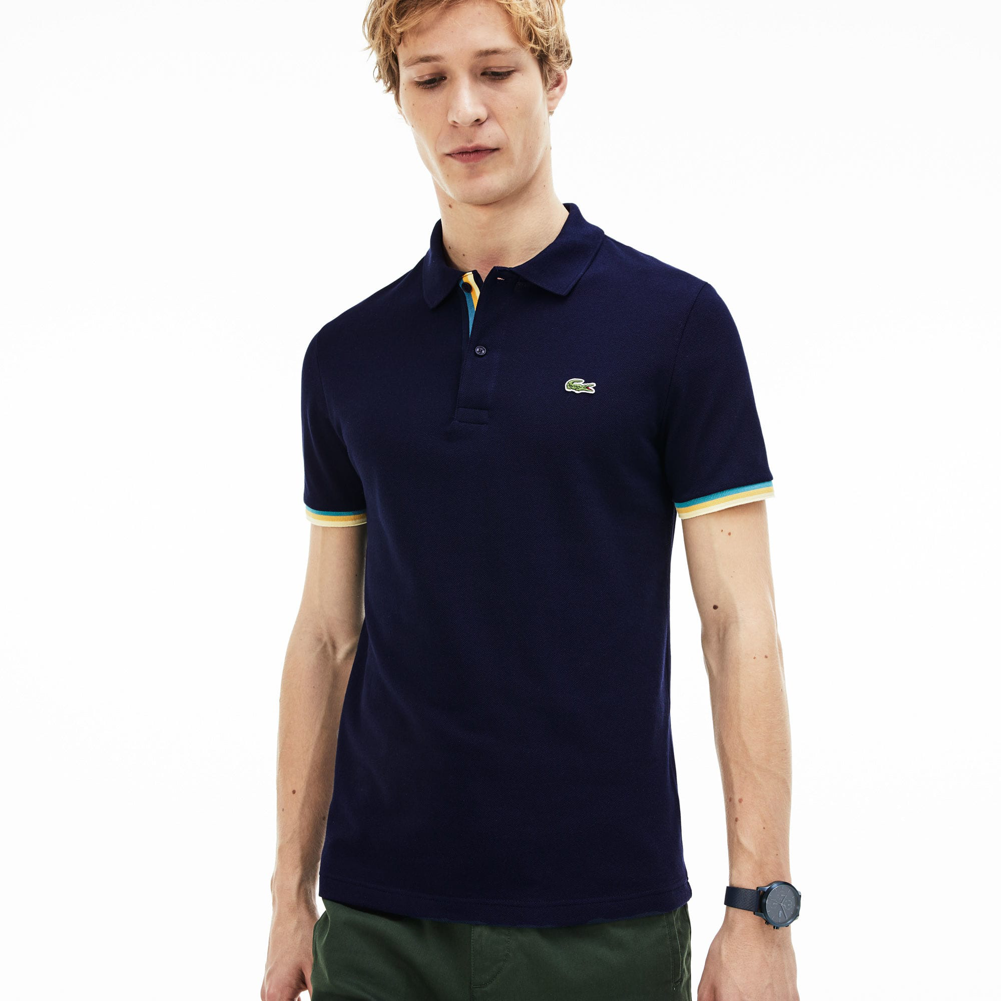 lacoste slim fit polo navy