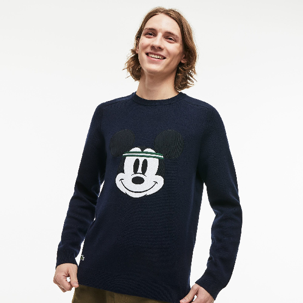 men's crew neck disney mickey embroidery interlock sweater