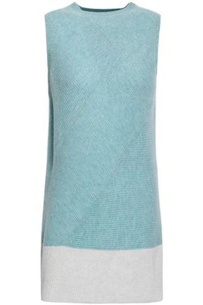 Shop Duffy Woman Ribbed Cashmere Vest Turquoise