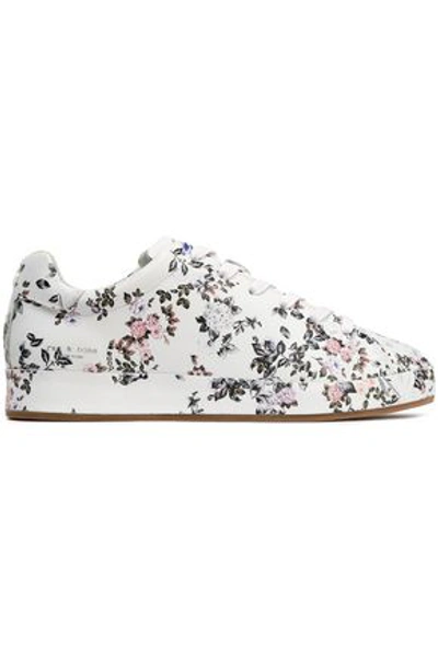 Shop Rag & Bone Woman Floral-print Leather Sneakers White