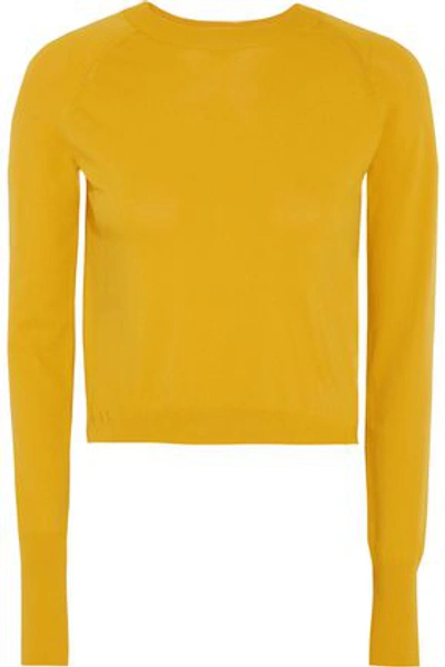 Shop Dkny Woman Stretch-knit Top Mustard