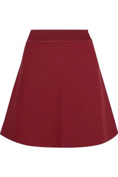Shop Sandro Woman Ruby Pointelle-trimmed Stretch-knit Mini Dress Claret