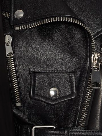 Shop Alexander Mcqueen Cropped Leather Peplum Biker Jacket In Black