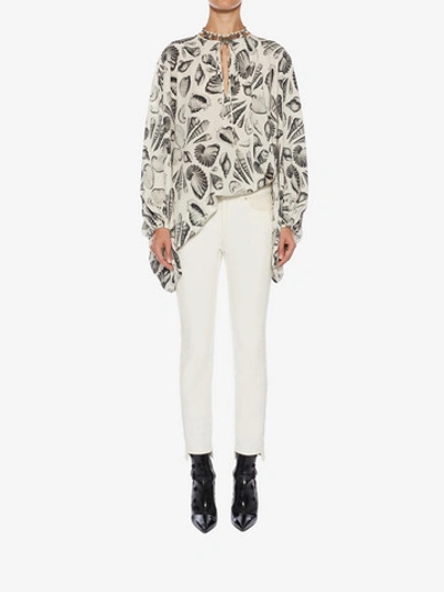 Shop Alexander Mcqueen "cabinet Of Shells" Top In Ivory/black