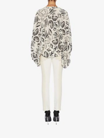 Shop Alexander Mcqueen "cabinet Of Shells" Top In Ivory/black