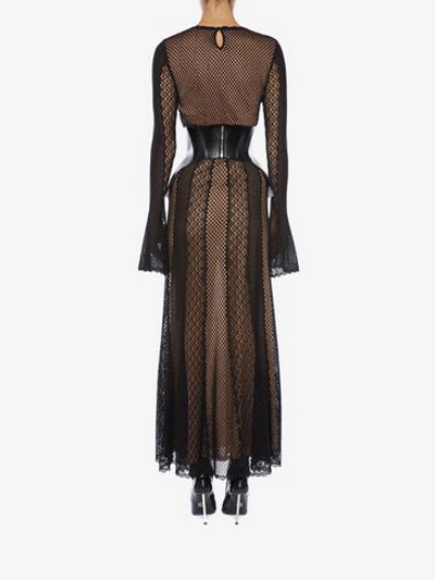 Shop Alexander Mcqueen Mesh Patchwork Knit Skirt In Black