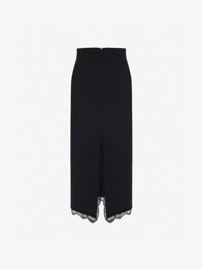 Shop Alexander Mcqueen Slash Hem Pencil Skirt In Black