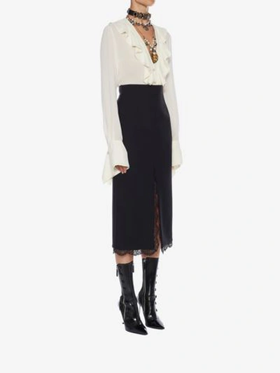 Shop Alexander Mcqueen Slash Hem Pencil Skirt In Black