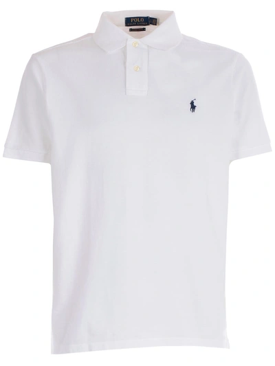 Shop Polo Ralph Lauren Logo Embroidered Polo Shirt In White