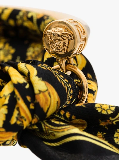 Shop Versace Yellow And Black Metallic Gold Handkerchief Bracelet In K41t Black Gold