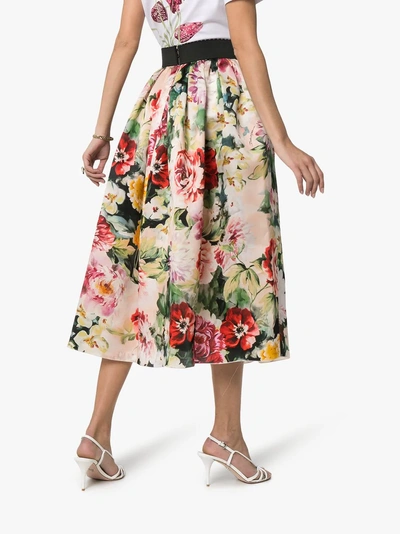 Shop Dolce & Gabbana Organza Floral Print Midi Skirt In Multicolour
