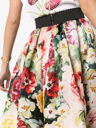 Shop Dolce & Gabbana Organza Floral Print Midi Skirt In Multicolour