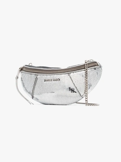 Shop Miu Miu Gürteltasche Mit Pailletten In Silver