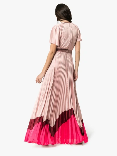 Shop Roksanda Zari Pleated Contrast Hem Silk Dress In Pink