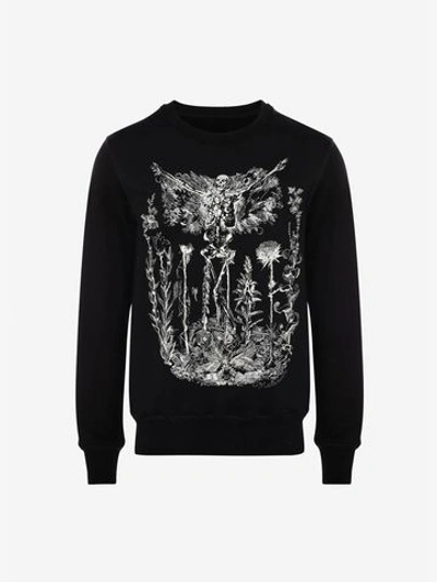 Shop Alexander Mcqueen Etched Skeleton Sweatshirt In Black
