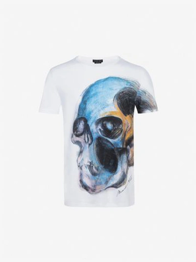 Shop Alexander Mcqueen Painted Skull T-shirt In White/multicolor