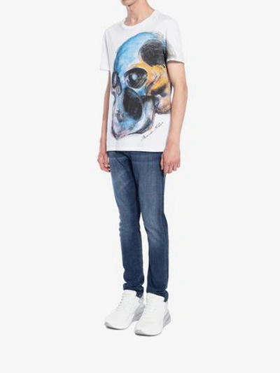Shop Alexander Mcqueen Painted Skull T-shirt In White/multicolor