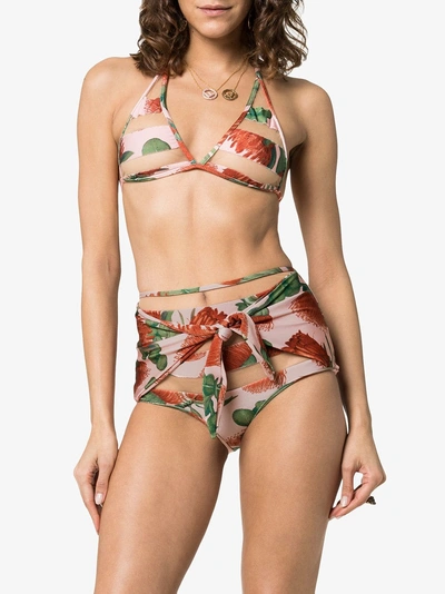 Shop Adriana Degreas Cutout Triangle Top High Waist Bikini In Rose