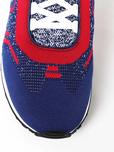 Shop Prada Logo Knit Sneakers In Xus Indaco/scarlatto