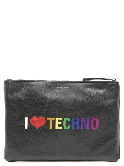 Shop Balenciaga 'i Love Techno' Bag In Black