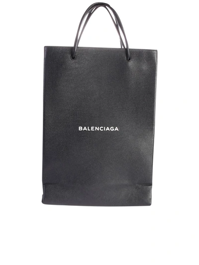 Shop Balenciaga Black Branded Shopper Bag