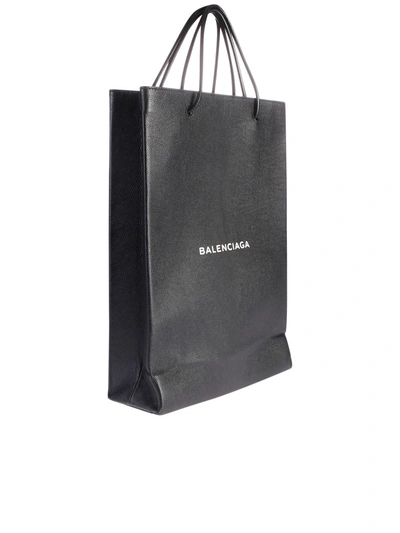 Shop Balenciaga Black Branded Shopper Bag