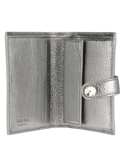 Shop Miu Miu Clip Wallet In Chromo Silver