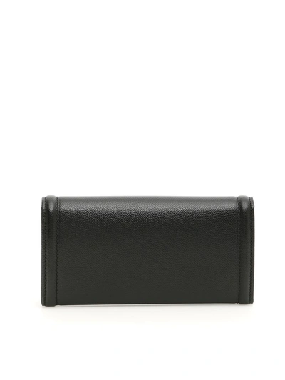 Shop Ferragamo Continental Wallet With Vara Bow In Grey Black|nero