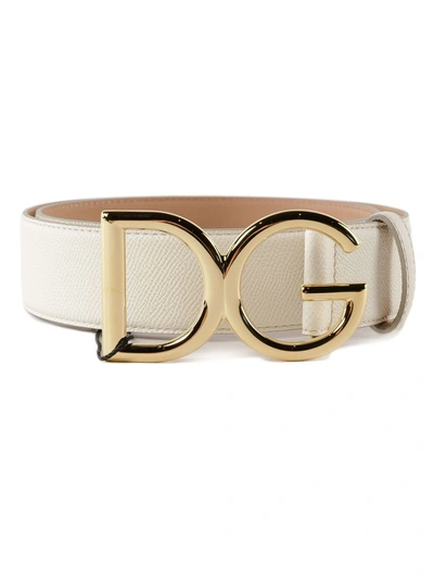 Shop Dolce & Gabbana Dg Logo Belt In Bianco